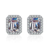 Wholesale Women's 925 Sterling Silver Stud Earrings Inlaid With Rectangular Moissanite And Geometric Design With Electroplating Treatment