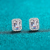 Wholesale Women's 925 Sterling Silver Stud Earrings Inlaid With Rectangular Moissanite And Geometric Design With Electroplating Treatment