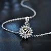 Wholesale Women's 925 Sterling Silver Sunflower Pendant Necklace With Mosan Diamond And Electroplating