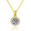 Wholesale Women's 925 Sterling Silver Sunflower Pendant Necklace With Mosan Diamond And Electroplating