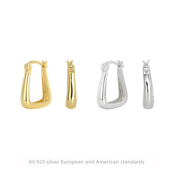 Wholesale Women's 925 Sterling Silver Ushape Geometric Electroplated Earrings