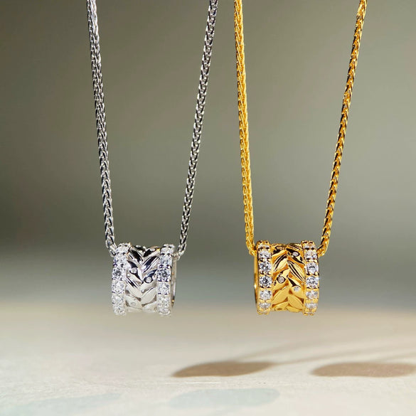 Wholesale Women's 925 Sterling Silver Wheat Ear Geometric Pendant Necklace With Electroplating And Ochain