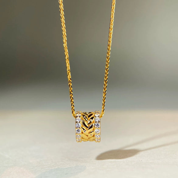 Wholesale Women's 925 Sterling Silver Wheat Ear Geometric Pendant Necklace With Electroplating And Ochain