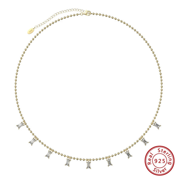 Wholesale Women's 925 Sterling Silver Yshaped Necklace With Geometric Zircon Pendant And Electroplating