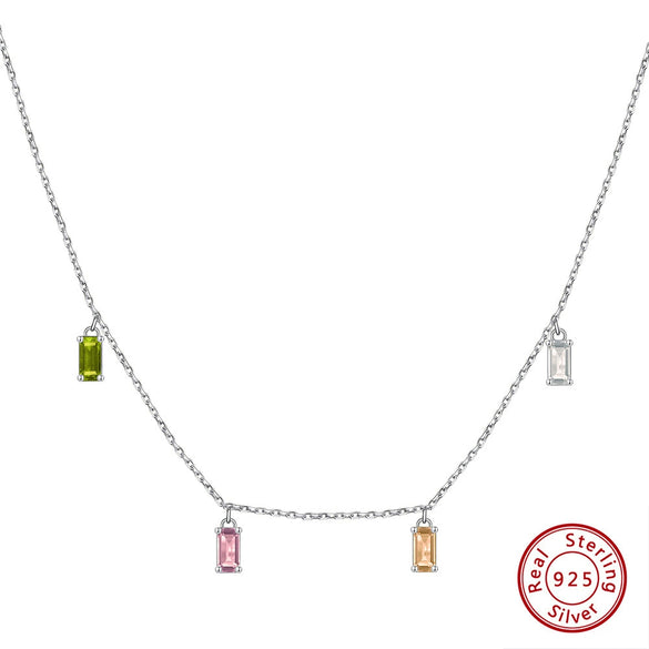 Wholesale Women's 925 Sterling Silver Yshaped Necklace With Geometric Zircon Pendant And Electroplating