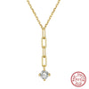 Wholesale Women's 925 Sterling Silver Yshaped Necklace With Geometric Zircon Pendant And Electroplating