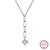 Wholesale Women's 925 Sterling Silver Yshaped Necklace With Geometric Zircon Pendant And Electroplating