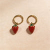 Wholesale Women's Strawberry Stainless Steel Vacuum Plated Earrings With Cute Style