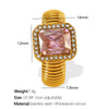 Wholesale Women's Street Style Geometric Zircon 316L Stainless Steel 18K Gold Plated Nonfading Ring Jewelry