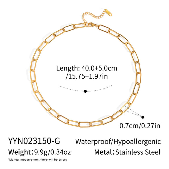 Wholesale Women's Stylish Normcore Matching Niche Necklace With Geometric Paper Clip Chain Stainless Steel And Titanium Steel Electroplated Waterproof And Non Fading