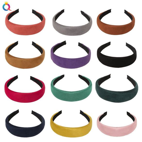 Wholesale Women's Suede Widebrimmed Handwoven Plaid Geometric Headband