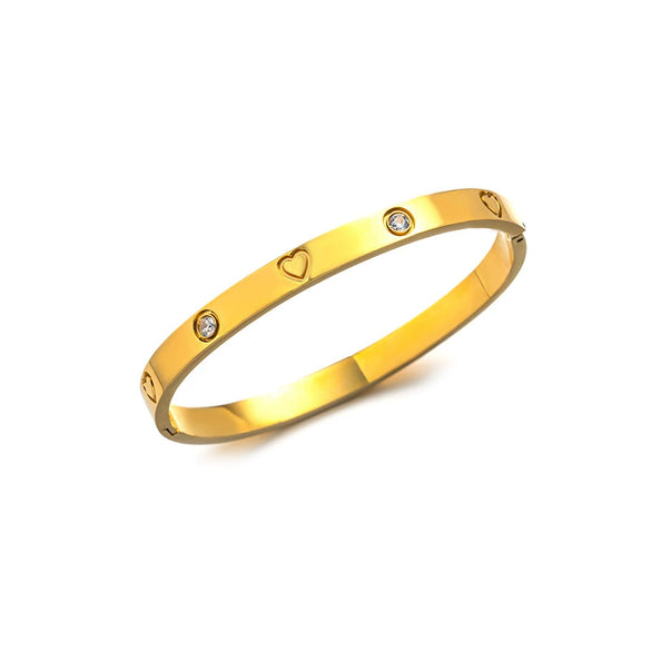 Wholesale Women's Summer Fashion High Sense Love Zircon Buckle Bracelet Titanium Steel 18K Gold Plated Set With Diamonds