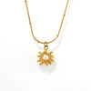 Wholesale Women's Sunflower Beads Collarbone Necklace Stainless Steel Plated 18K Gold Color Electroplated Geometric Light Luxury Style