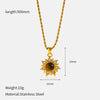 Wholesale Women's Sunflower Shaped Stainless Steel Real Gold Plated Necklace Vintage Niche Design Jewelry