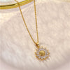 Wholesale Women's Sunflower Zircon Pendant Necklace In Pastoral Style With Diamond Design Made Of Titanium Steel And Brass