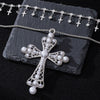 Wholesale Women's Sweet And Cool Flower Pattern Zinc Alloy Electroplated Cross Pendant Necklaces