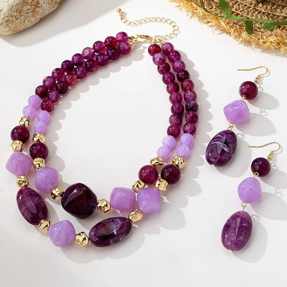 Wholesale Women's Sweet And Cool Geometric Acrylic Alloy Electroplated Necklace Jewelry