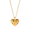 Wholesale Women's Sweet And Cool Geometric Heart Pendant Stainless Steel 18K Goldplated Necklace Earrings Jewelry Set
