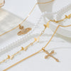 Wholesale Women's Sweet And Cool Style Flowershaped Alloy Electroplated Pearl Chain Necklace Set Highend Jewelry Accessories