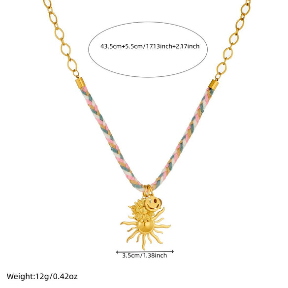 Wholesale Women's Sweet And Cool Style Goldplated Stainless Steel Flower Pattern Regular Chain Necklace