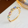 Wholesale Women's Sweet And Cool Style Multicolored Natural Crystal S925 Silver Ring With Polished Electroplating