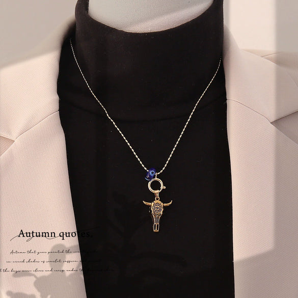 Wholesale Women's Sweet And Cool Style Real Gold Plated Bull Head Pendant Necklace