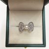 Wholesale Women's Sweet And Cute Bowknot Zircon Freshwater Pearl Ring Copper With 18K Real Gold Electroplated