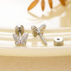 Wholesale Women's Sweet Animal Style Butterfly Inlaid Zircon Copper Titanium Steel Perforated Earrings
