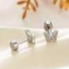 Wholesale Women's Sweet Animal Style Butterfly Inlaid Zircon Copper Titanium Steel Perforated Earrings