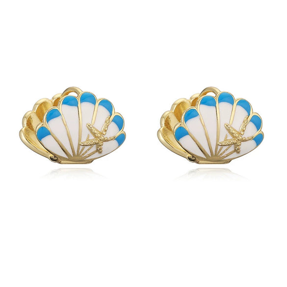 Wholesale Women's Sweet Animal Zodiac Copper Oildropping Starfish Shell Earrings