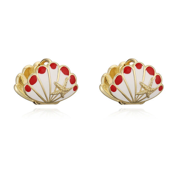 Wholesale Women's Sweet Animal Zodiac Copper Oildropping Starfish Shell Earrings