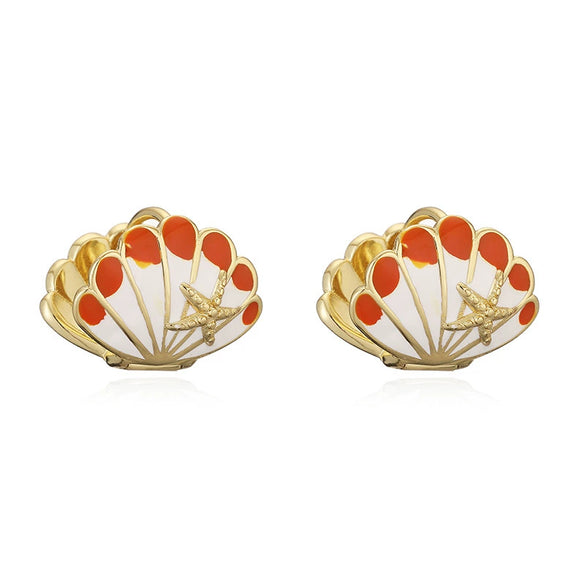Wholesale Women's Sweet Animal Zodiac Copper Oildropping Starfish Shell Earrings