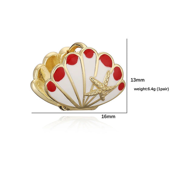 Wholesale Women's Sweet Animal Zodiac Copper Oildropping Starfish Shell Earrings