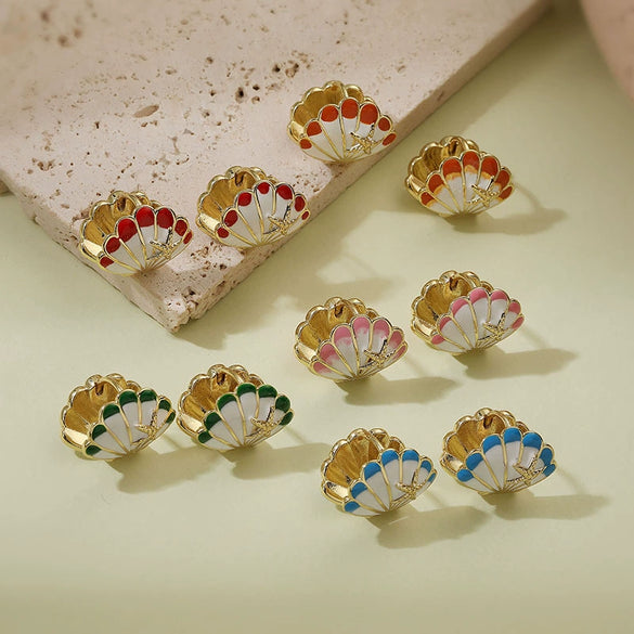 Wholesale Women's Sweet Animal Zodiac Copper Oildropping Starfish Shell Earrings