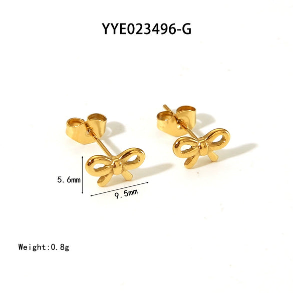 Wholesale Women's Sweet Bow Design Earrings Jewelry In Stainless Steel With Vacuum Real Gold Electroplating In Pvd Furnace
