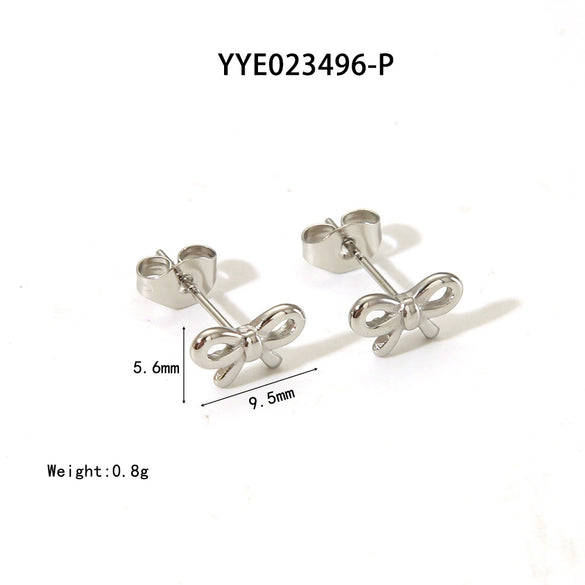 Wholesale Women's Sweet Bow Design Earrings Jewelry In Stainless Steel With Vacuum Real Gold Electroplating In Pvd Furnace