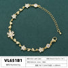 Wholesale Women's Sweet Copper Inlaid Zirconium Five Leaf Flower Bracelet
