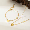Wholesale Women's Sweet Fairy Star Paper Plane Titanium Steel Electroplated Necklace And Bracelet Jewelry Set