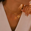 Wholesale Women's Sweet Fairy Style Copper And Titanium Steel Pendant Clavicle Chain With Water Shell Double Bow And Geometric Pattern 18K Real Gold Plated