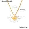 Wholesale Women's Sweet Fairy Style Copper And Titanium Steel Pendant Clavicle Chain With Water Shell Double Bow And Geometric Pattern 18K Real Gold Plated