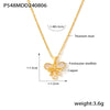 Wholesale Women's Sweet Fairy Style Copper And Titanium Steel Pendant Clavicle Chain With Water Shell Double Bow And Geometric Pattern 18K Real Gold Plated