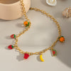 Wholesale Women's Sweet Fashion Titanium Steel Necklace With Fruit Pendant And 18K Gold Pvd Vacuum Real Gold Electroplated Clavicle Chain Colorpreserving Jewelry