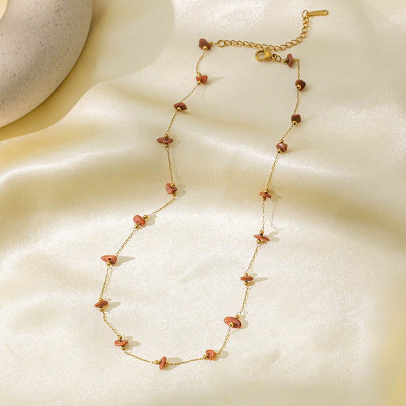 Wholesale Women's Sweet Fashionable Nonfading Electroplated Titanium Steel Necklace With Heart And Flower Patterns