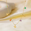 Wholesale Women's Sweet Fashionable Nonfading Electroplated Titanium Steel Necklace With Heart And Flower Patterns