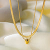 Wholesale Women's Sweet Fashionable Nonfading Electroplated Titanium Steel Necklace With Heart And Flower Patterns
