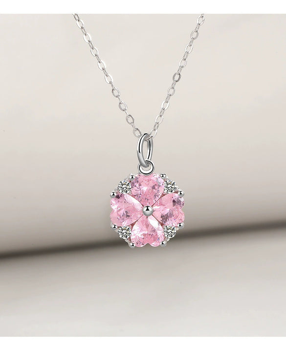 Wholesale Women's Sweet Flower Pattern 925 Sterling Silver Electroplated Cross Chain Necklace