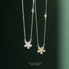 Wholesale Women's Sweet Flower Zircon Sterling Silver Cross Chain Necklace