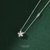 Wholesale Women's Sweet Flower Zircon Sterling Silver Cross Chain Necklace