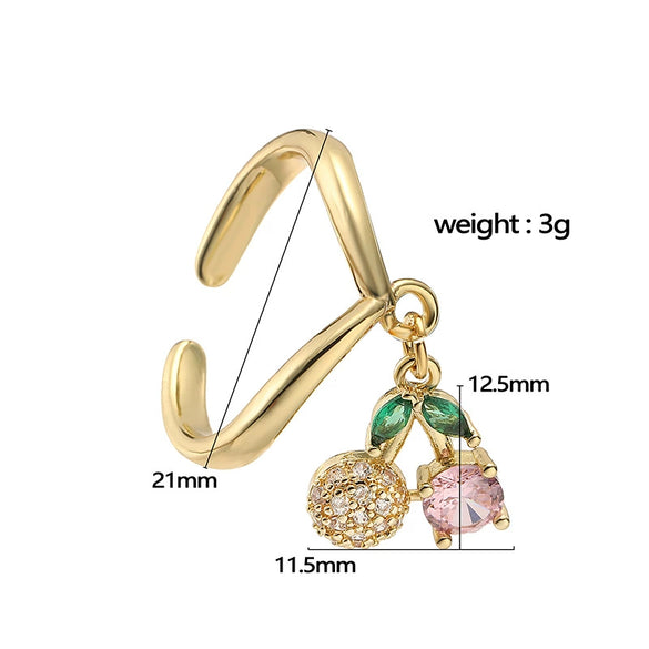Wholesale Women's Sweet Fruit Style Copper Dripping Oil Opening Adjustable Ring