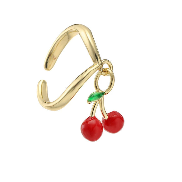 Wholesale Women's Sweet Fruit Style Copper Dripping Oil Opening Adjustable Ring